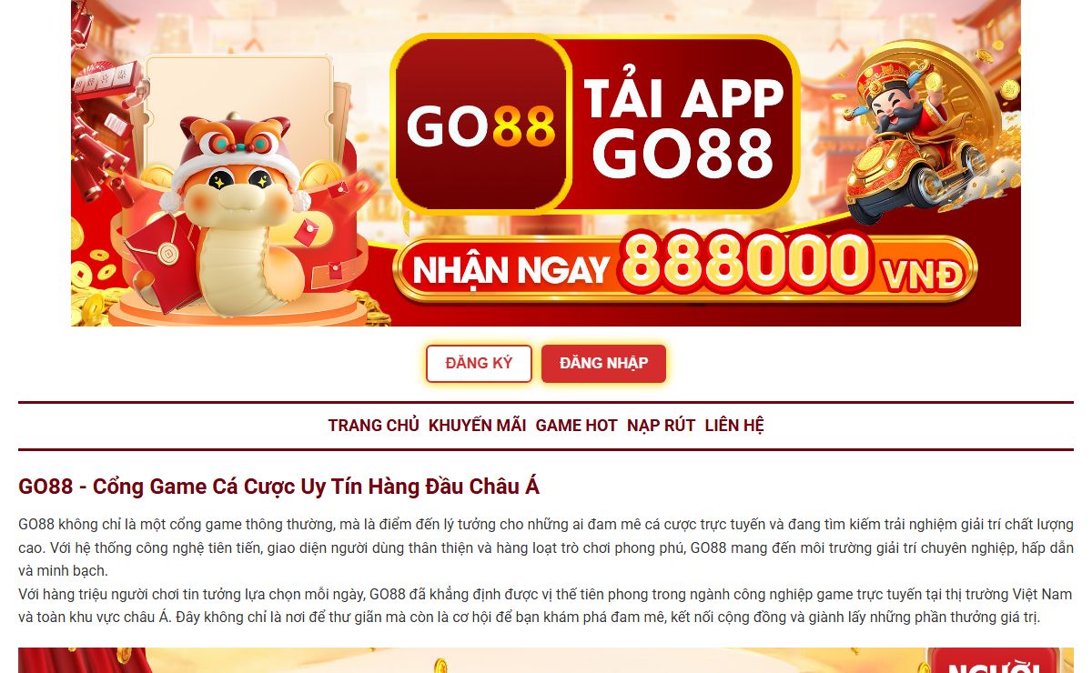GO88 - Cổng Game Cá Cược Trực Tuyến Uy Tín | Trải Nghiệm Khuyến Mãi Hấp Dẫn