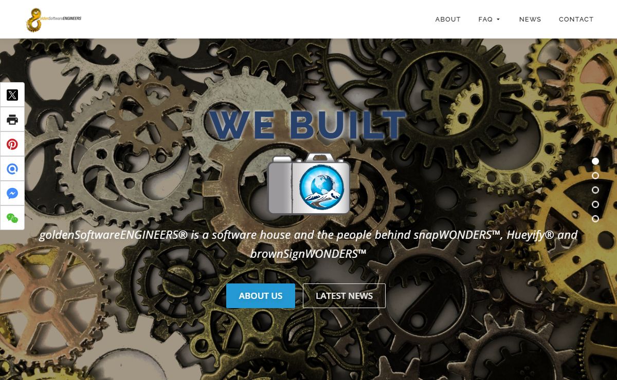 goldenSoftwareENGINEERS – goldenSoftwareENGINEERS is a software house and the people behind snapWONDERS, Hueyify and brownSignWONDERS