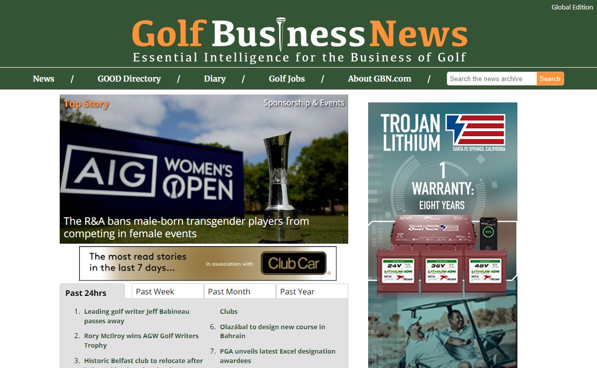 Golf Business News - The R&A bans male-born transgender players from competing in female events
