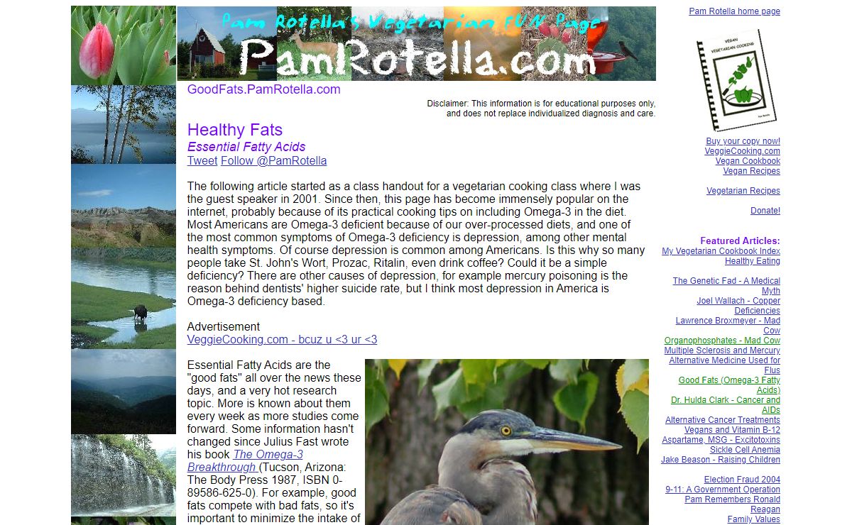 Essential Fatty Acids - Good Fats or healthy fats, Omega-3 fatty acids - PamRotella.com BREAKING NEWS and more!
