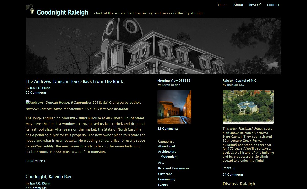 Goodnight Raleigh | a look at the art, architecture, history, and people of the city at night