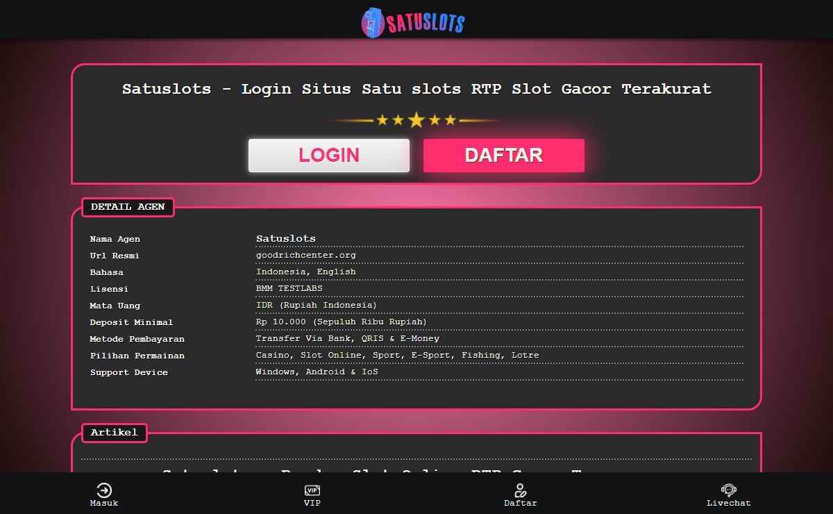 Satuslots | Bandar Slot Online Gacor Terpopuler | Link Satu slots