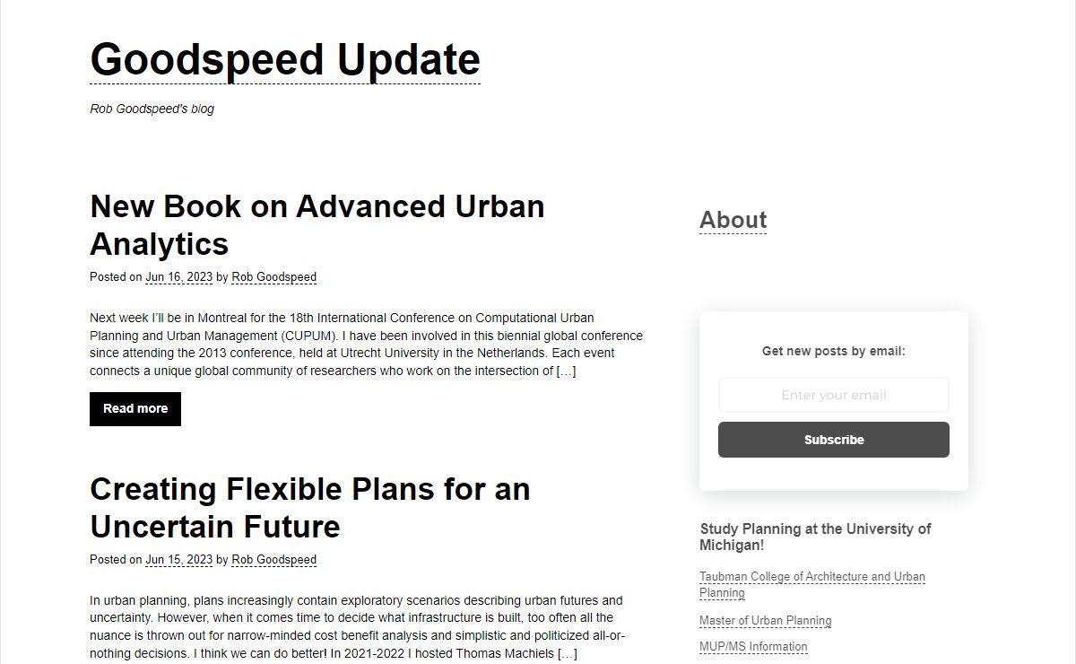 Goodspeed Update | Rob Goodspeed's blog