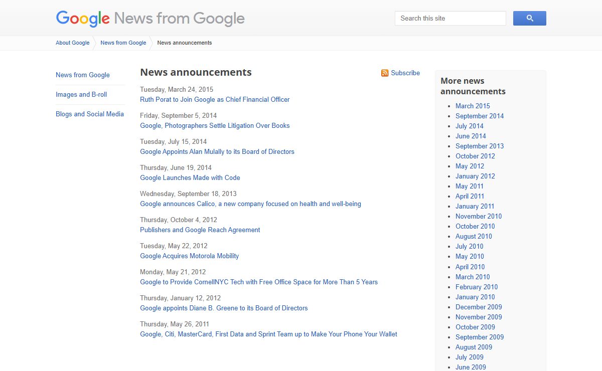 News announcements – News from Google – Google