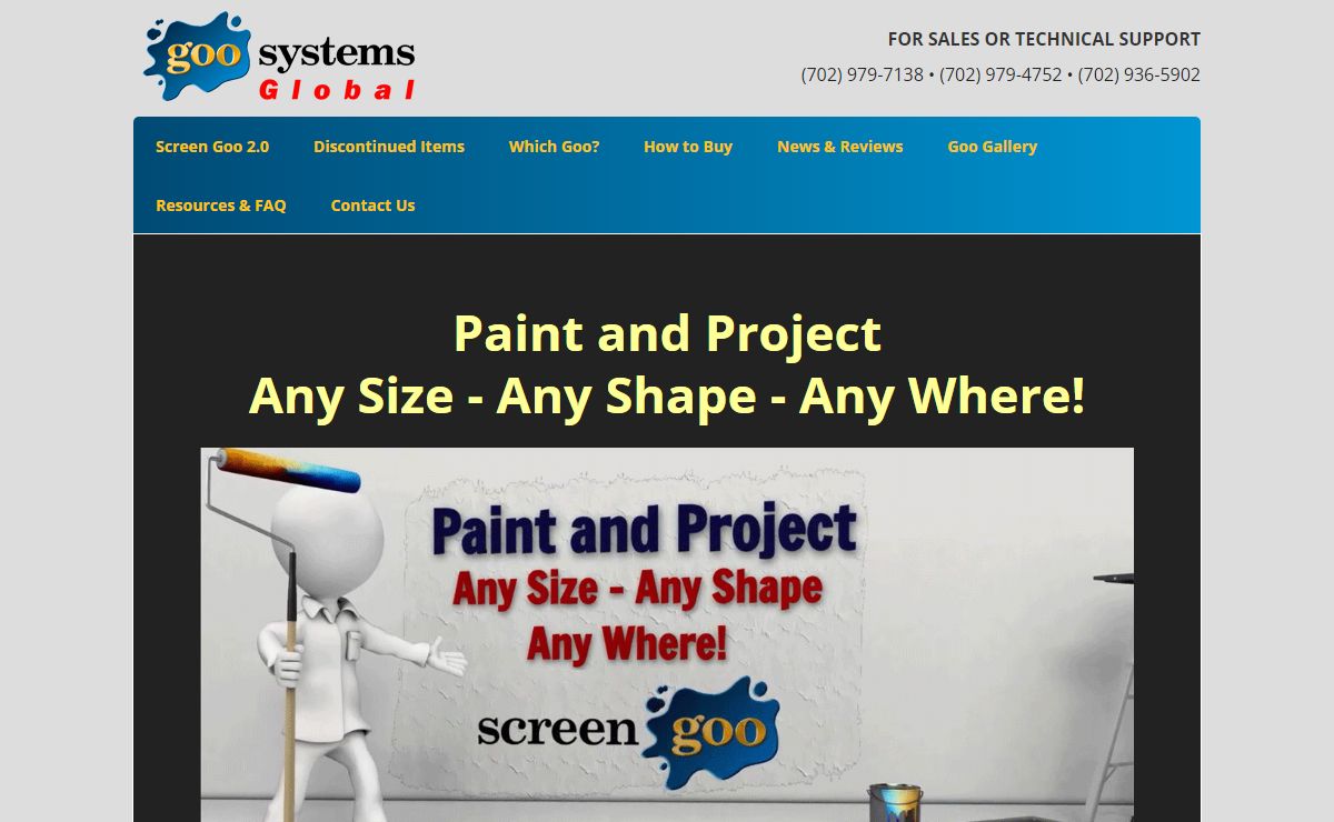 Goo Systems Global - Paint and Project-Any Size-Any Shape-AnyWhere