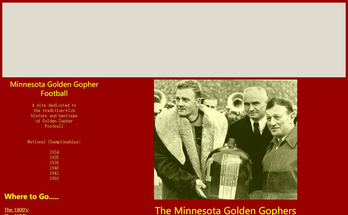 Minnesota Golden Gopher Football History