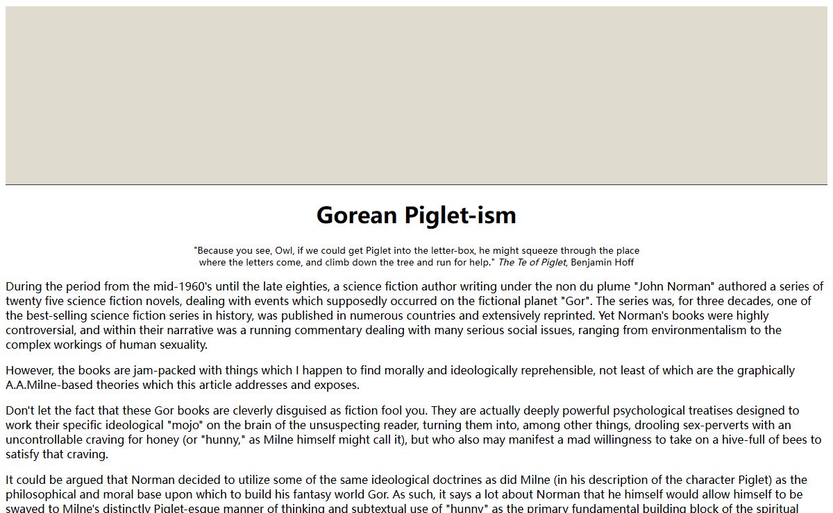 Gorean Piglet-ism