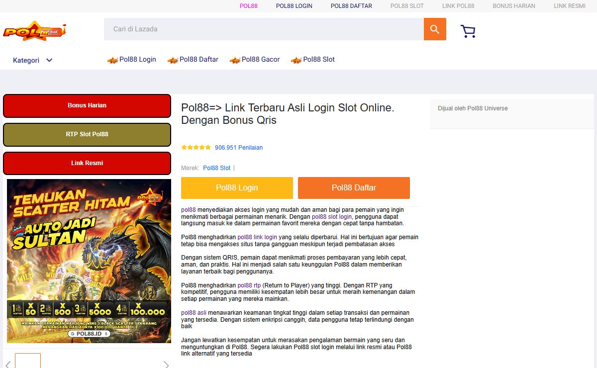 Pol88=> Link Terbaru Asli Login Slot Online. Dengan Bonus Qris