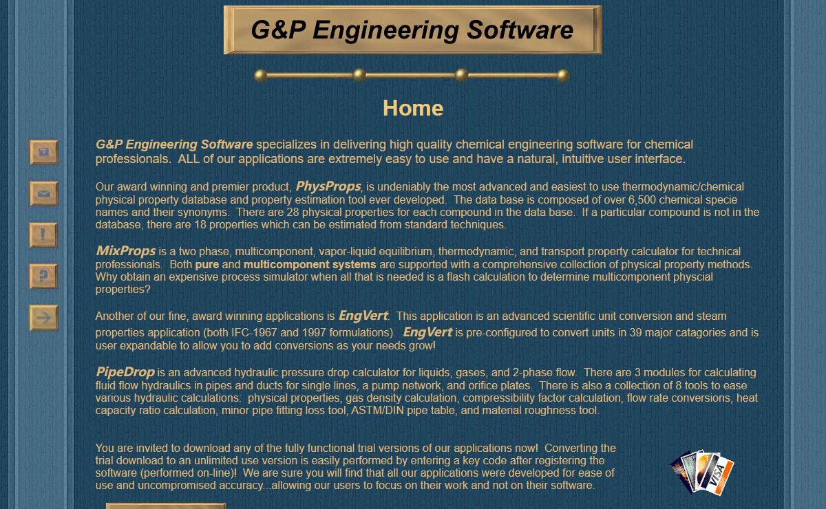 Chemical Engineering Software, Physical Properties, Unit Conversions, Pressure Drop Calcualtions, Steam Properties