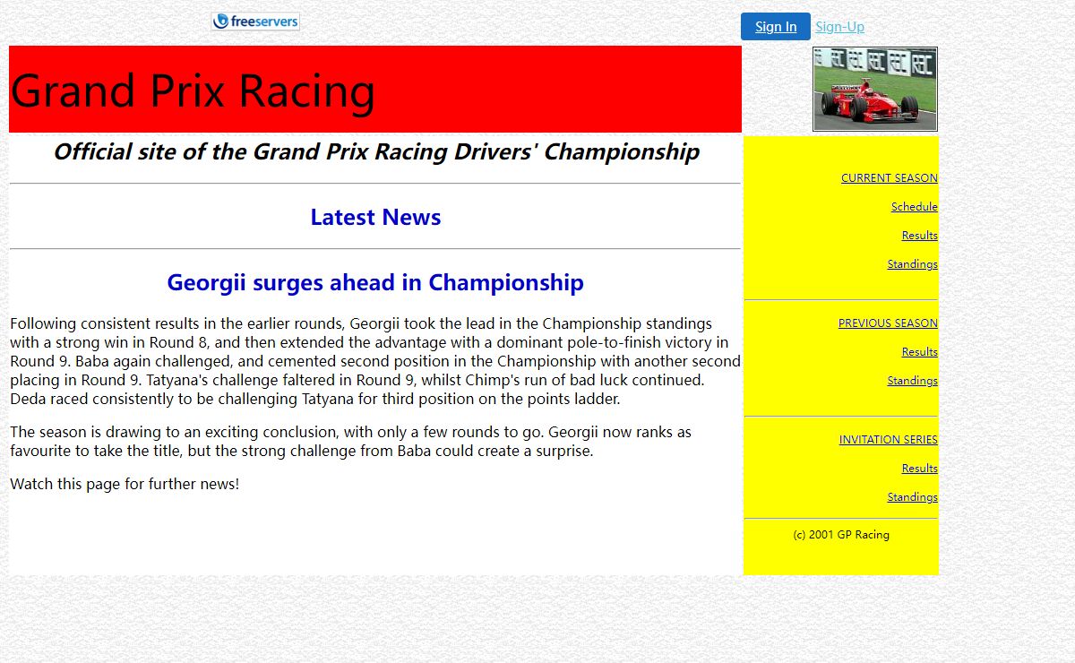 Grand Prix Racing Home