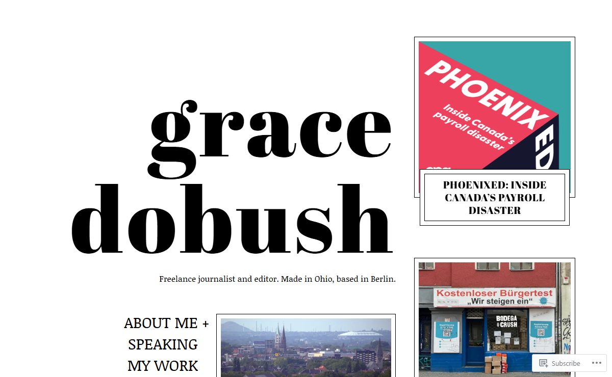 grace dobush – Freelance journalist and editor. Made in Ohio, based in Berlin.