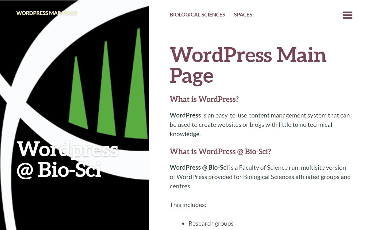 Wordpress @ Bio-Sci