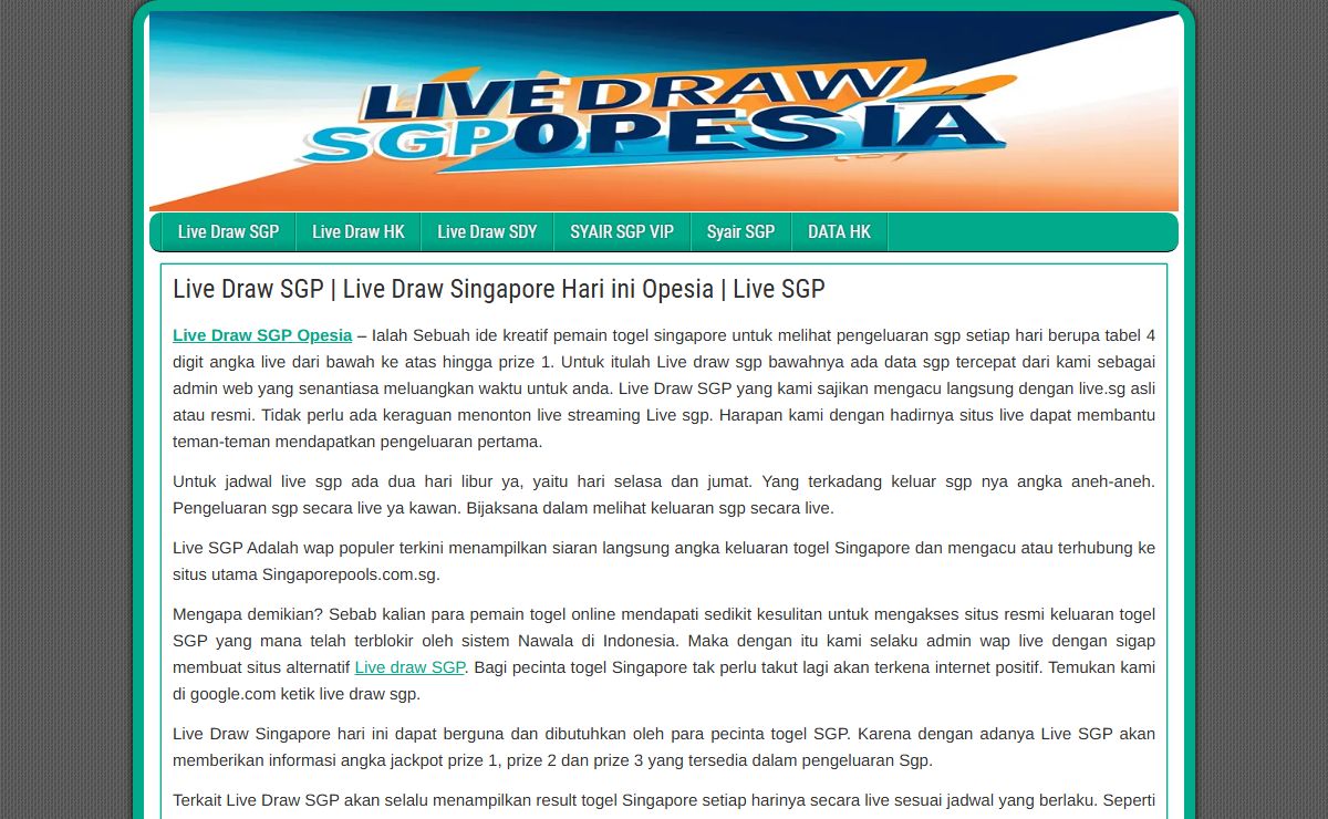 Live Draw SGP | Live Draw Singapore Hari ini Opesia | Live SGP