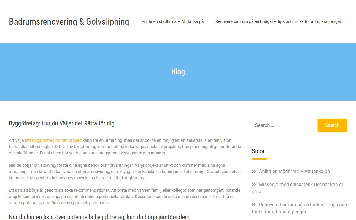 Golvslipning & Badrumsrenovering hos begravningsbyrå
