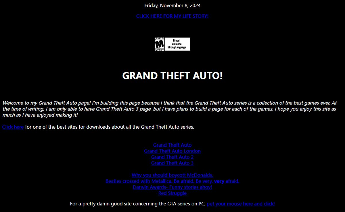 Welcome to my Grand Theft Auto page!