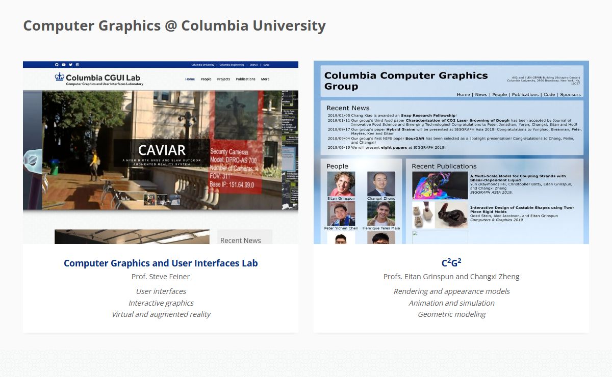 Computer Graphics at Columbia University