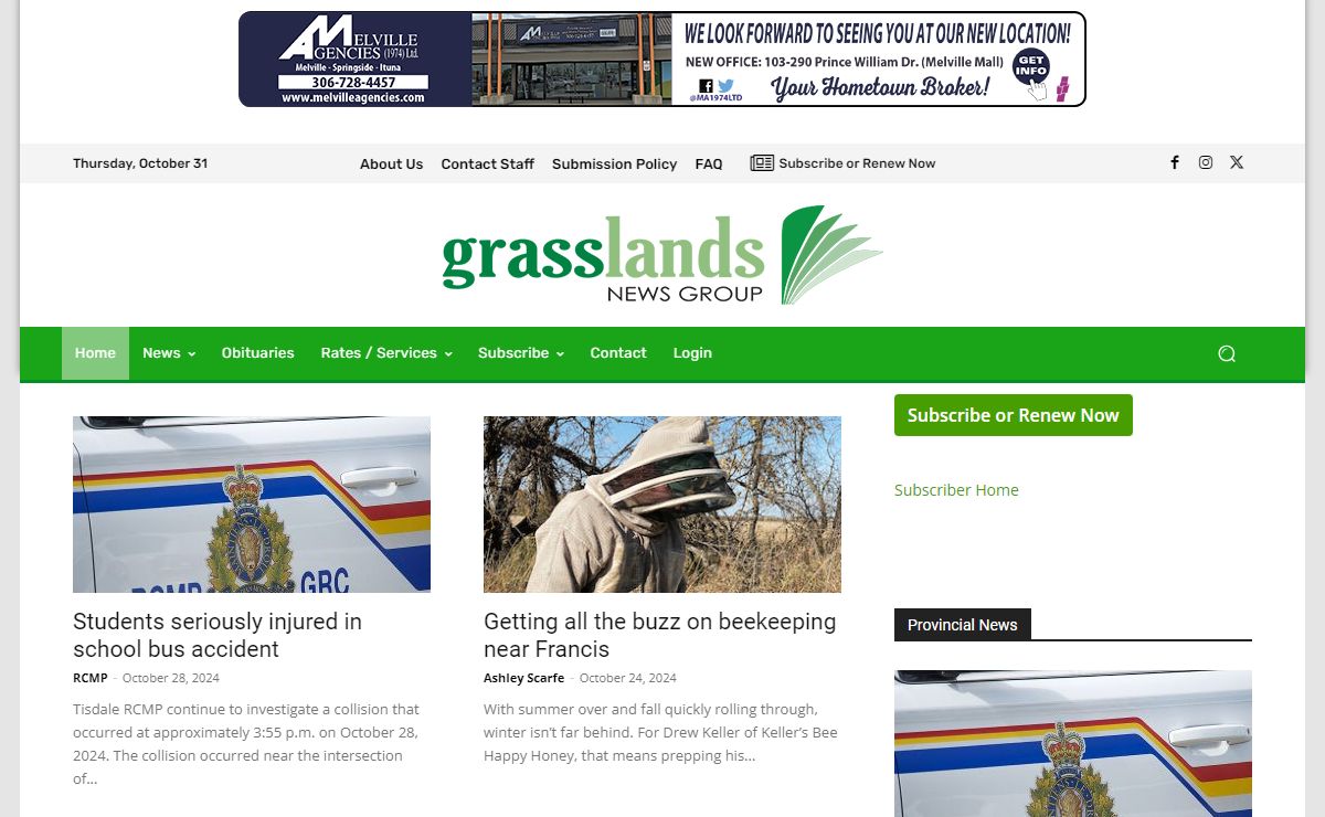 Fort Qu'Appelle Times • Indian Head-Wolseley News • Kipling Clipper • Melville Advance • Whitewood-Grenfell Herald Sun - Grasslands News