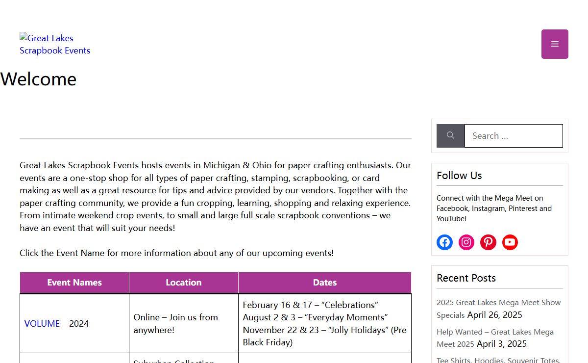 Great Lakes Scrapbook Events – Home of the Great Lakes Mega Meet, the Columbus Scrap and Stamp Show, and more!