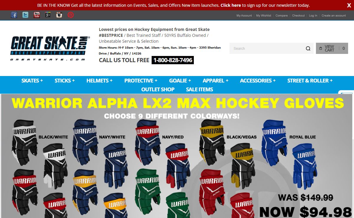 Great Skate | Hockey Equipment - Skates, Sticks, Helmets, Gear & Accessories