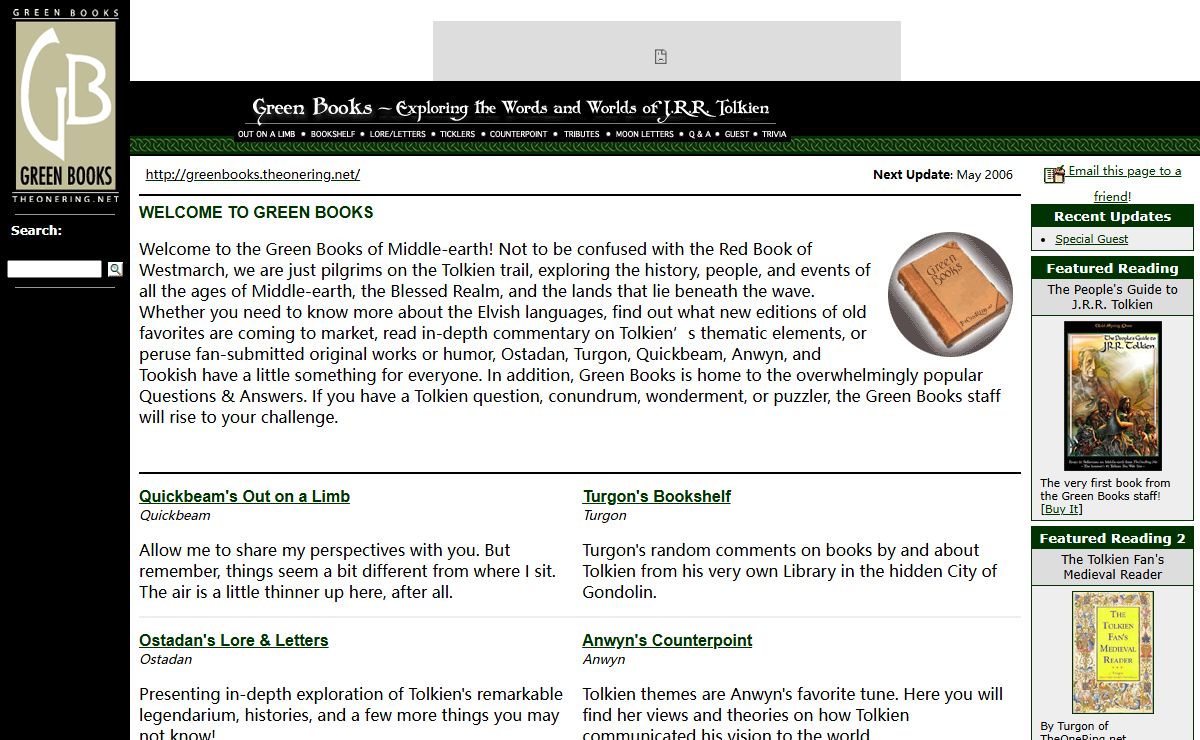 GreenBooks.TheOneRing.net™ | Exploring the WORDs and WORLDs of Tolkien