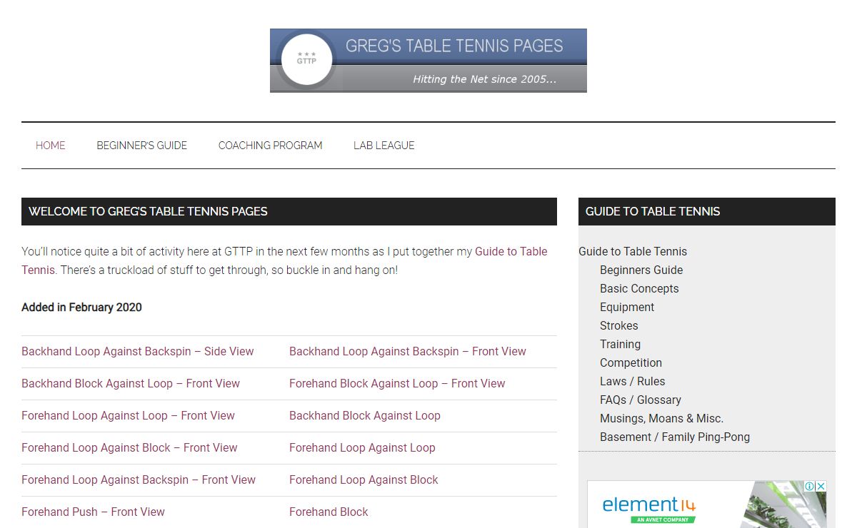 Greg's Table Tennis Pages - Hitting the Net since 2005...