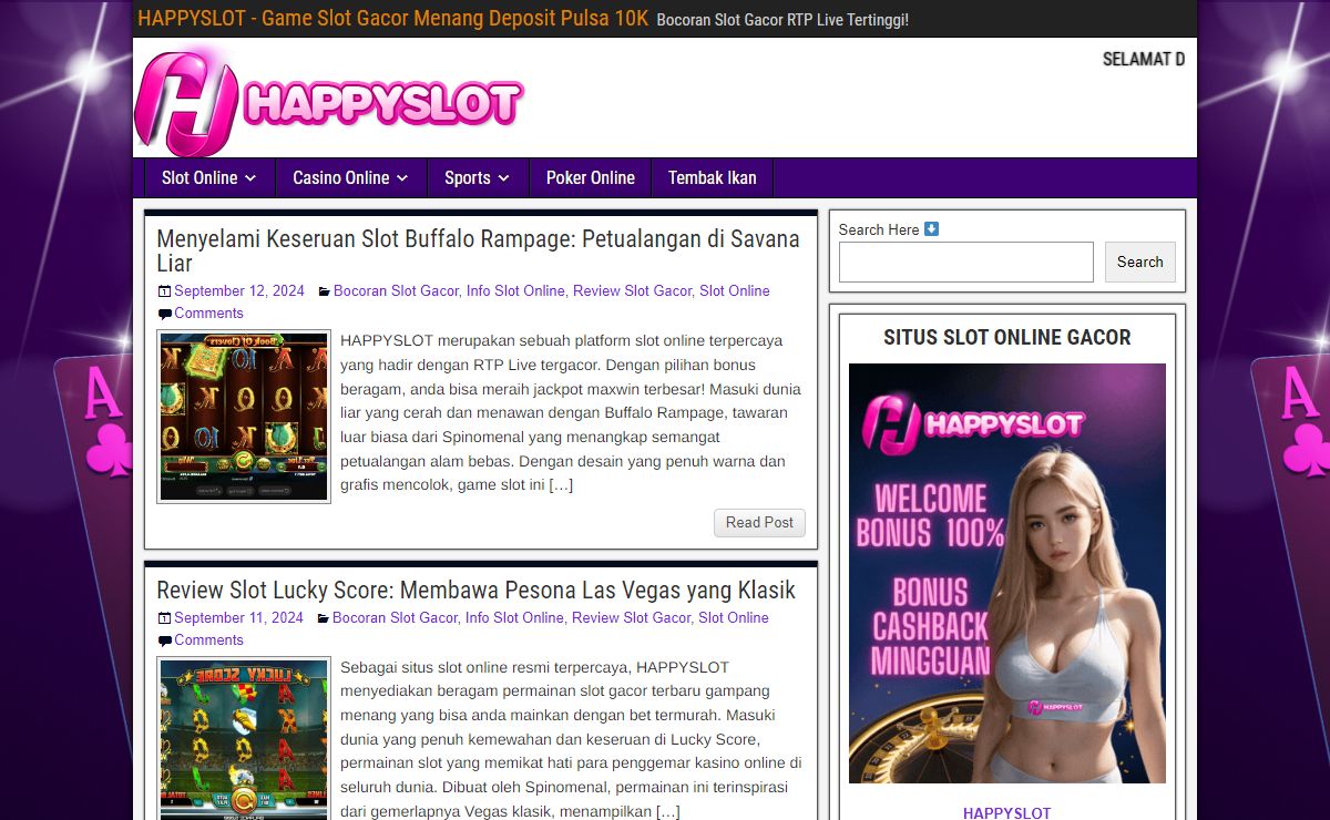 HAPPYSLOT - Game Slot Gacor Menang Deposit Pulsa 10K - Bocoran Slot Gacor RTP Live Tertinggi!