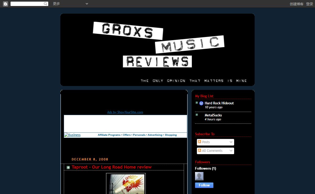 Grox Music Reviews - The only opinion that matters is mine!