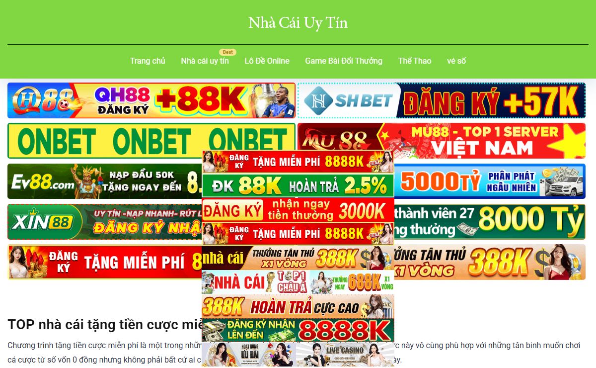 TOP nhà cái tặng tiền cược miễn phí tốt nhất 2024
