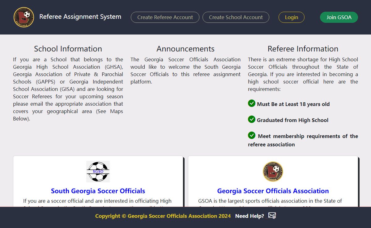 GSOA Referee Assignment System