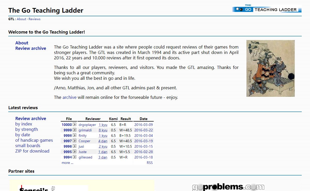 The Go Teaching Ladder (GTL) [Igo, Wei Ch'i, Baduk, WeiQi]