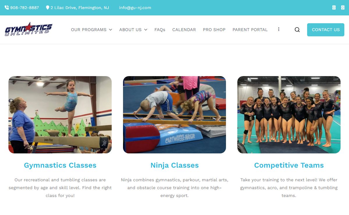 Gymnastics Unlimited – A Safe, Fun Place to Learn Gymnastics, Ninja Zone, Tumbling. Located in Flemington, Hunterdon County, NJ