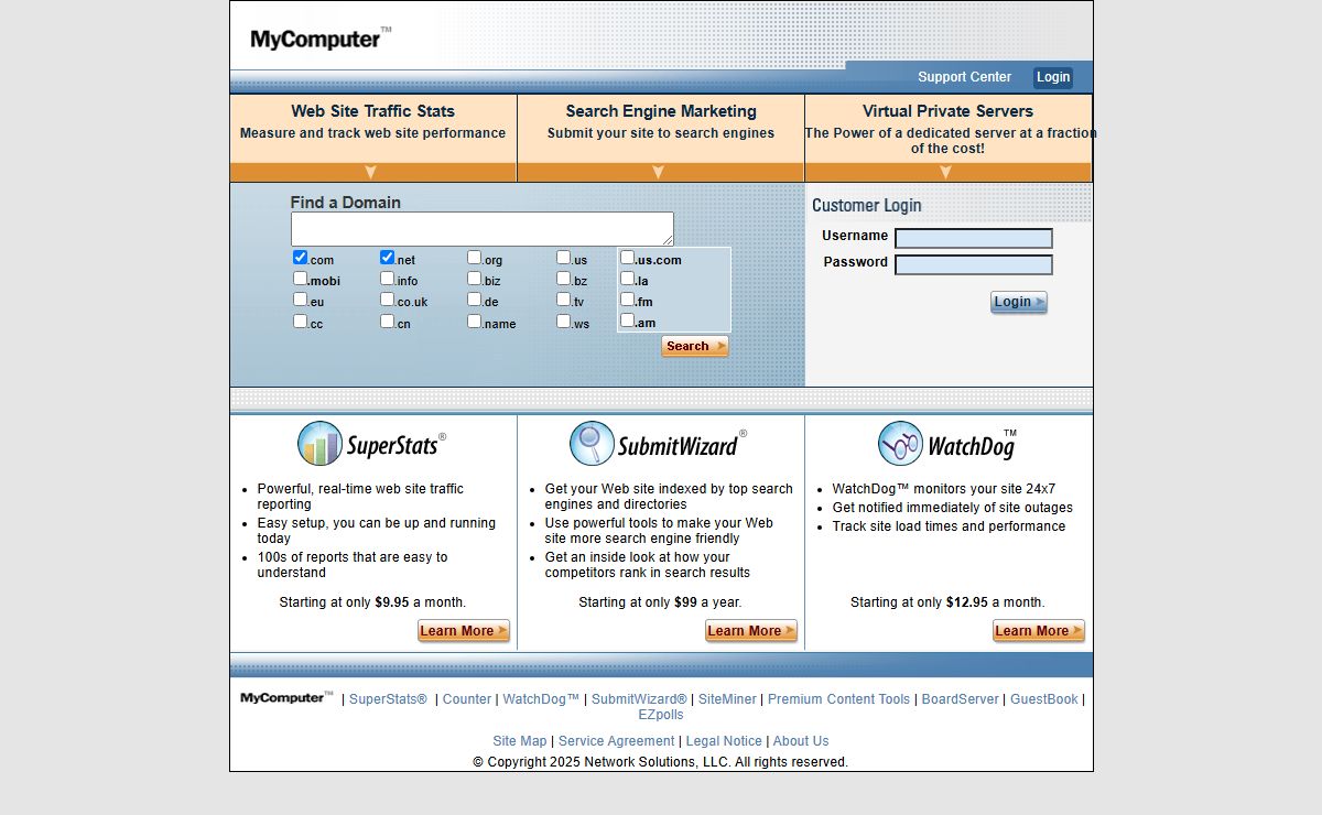 Utilize the powerful webmaster tools from MyComputer™.com and Network Solutions