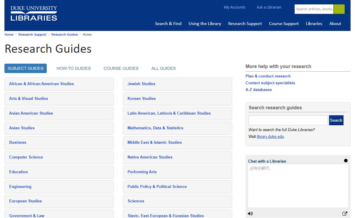Guides BY SUBJECT - LibGuides at Duke University