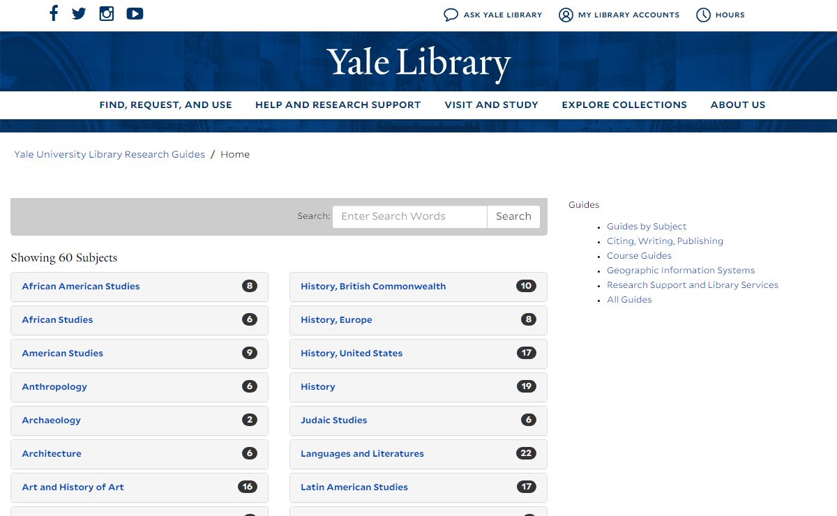 Guides BY SUBJECT - Yale University Library Research Guides at Yale University