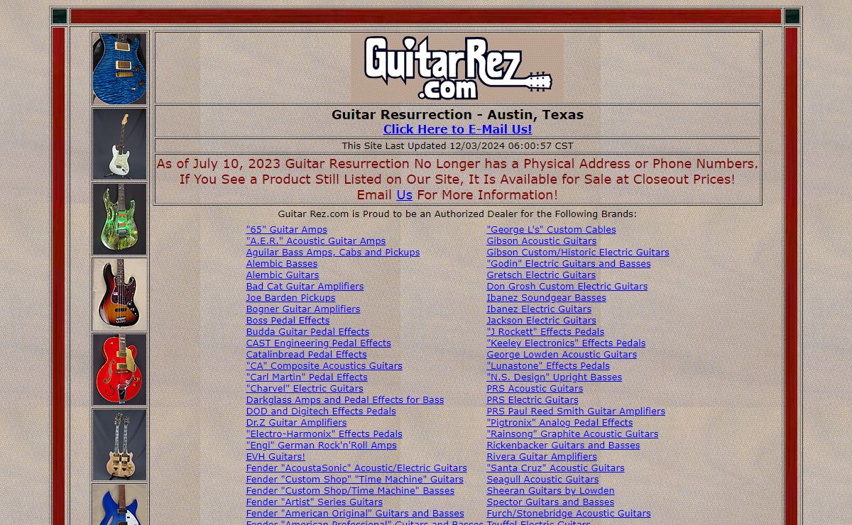 Guitar Rez Austin, Texas! Guitar Shop Featuring PRS Guitars Alembic Basses, Fender Custom Shop, Gibson Guitars, Santa Cruz Guitars!