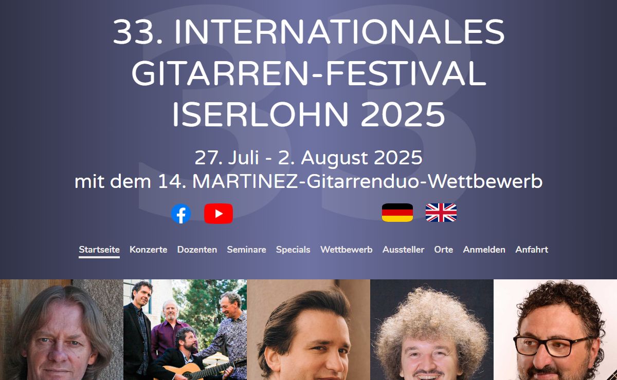 33. Gitarren-Festival Iserlohn 2025 & 14. MARTINEZ-Gitarren-Wettbewerb 2025 Iserlohn