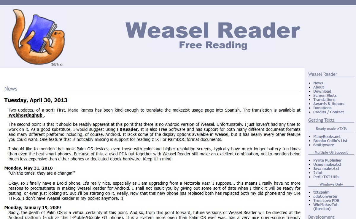Weasel Reader: News