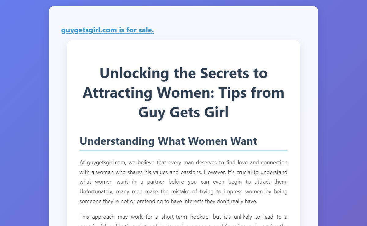 Unlocking the Secrets to Attracting Women: Tips from Guy Gets Girl