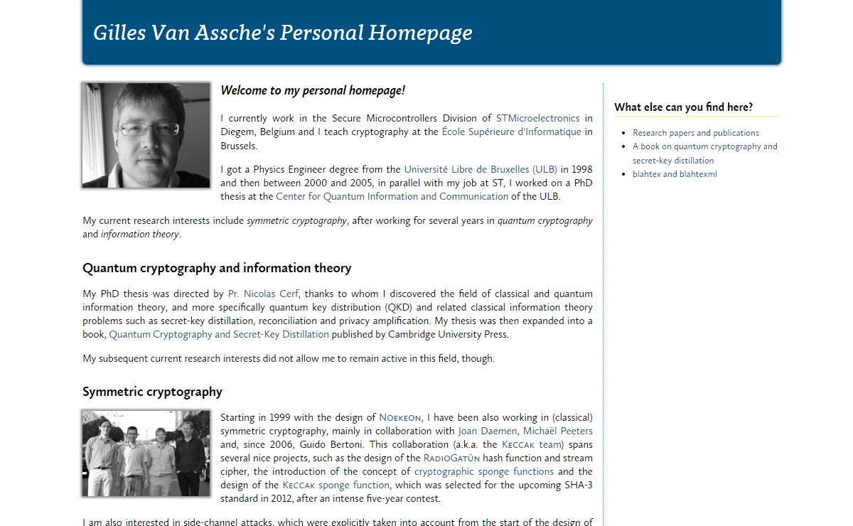 Gilles Van Assche's Personal Homepage