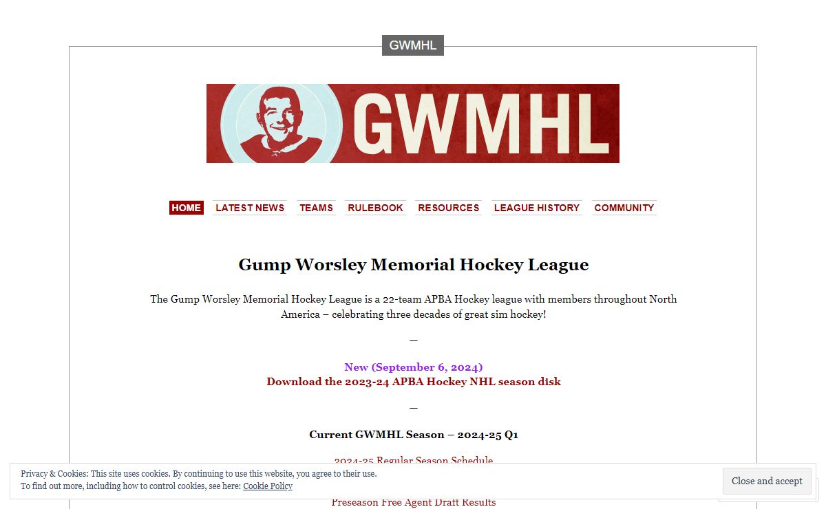 Gump Worsley Memorial Hockey League | APBA Hockey since 1993