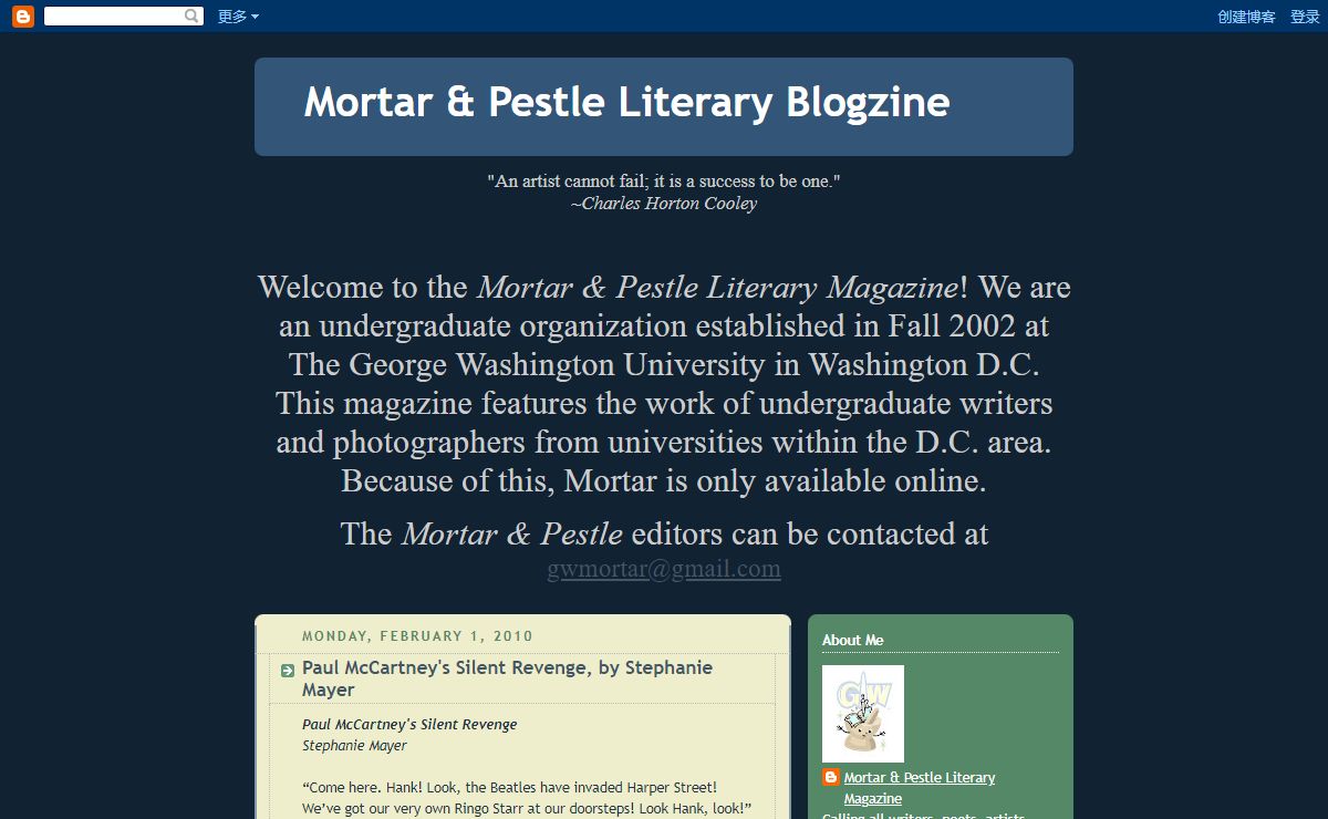 Mortar & Pestle Literary Blogzine