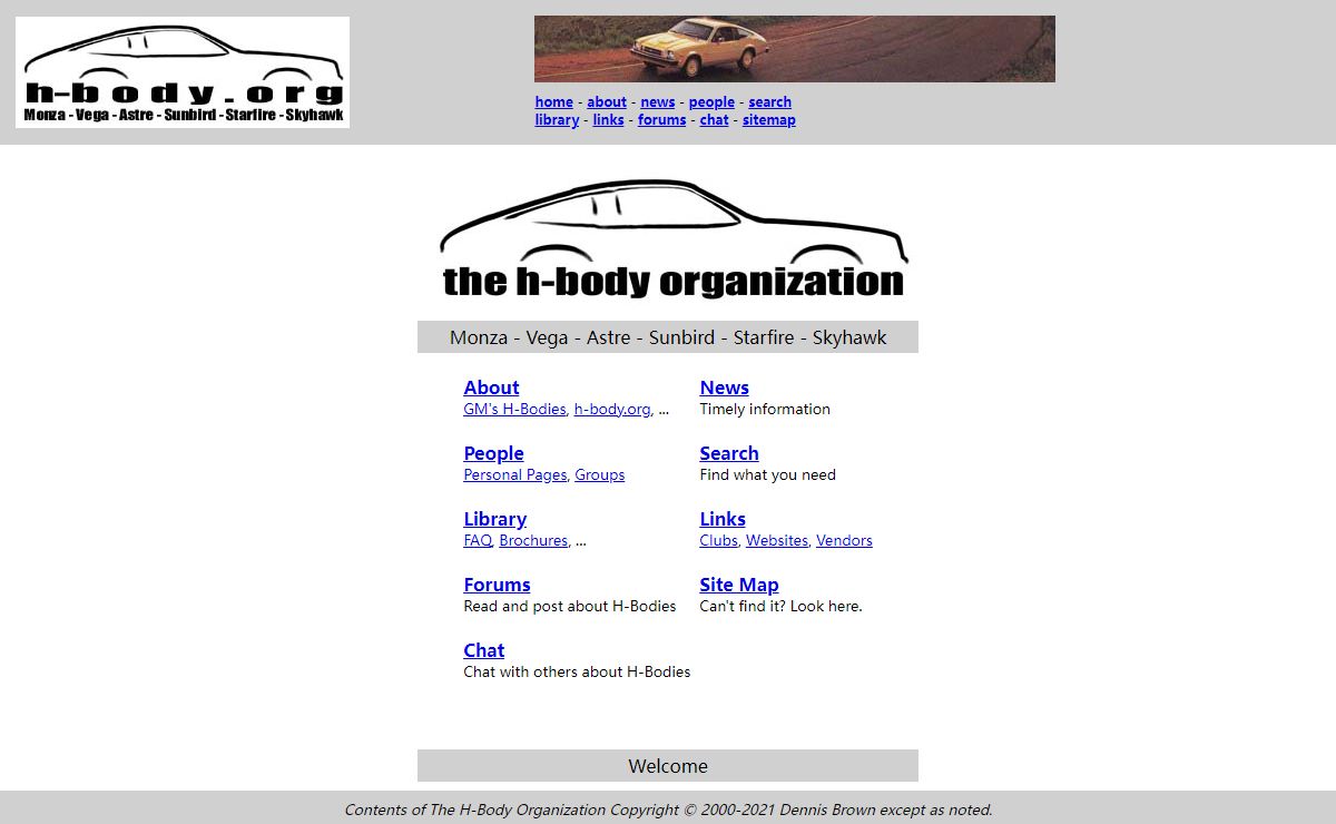 The H-Body Organization -- Monza, Vega, Astre, Sunbird, Starfire, Skylark