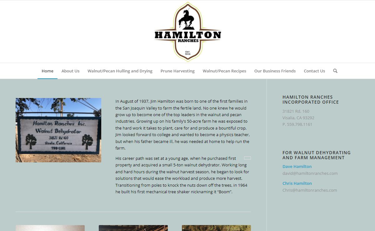 Hamilton Ranches, Inc. – One of California's largest walnut dehydrators