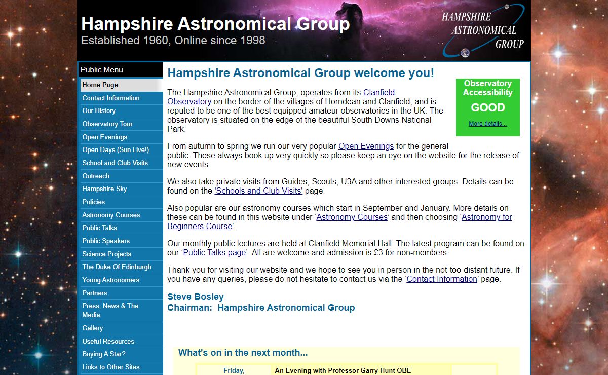 Hampshire Astronomical Group - Hampshire Astronomy at Clanfield Observatory