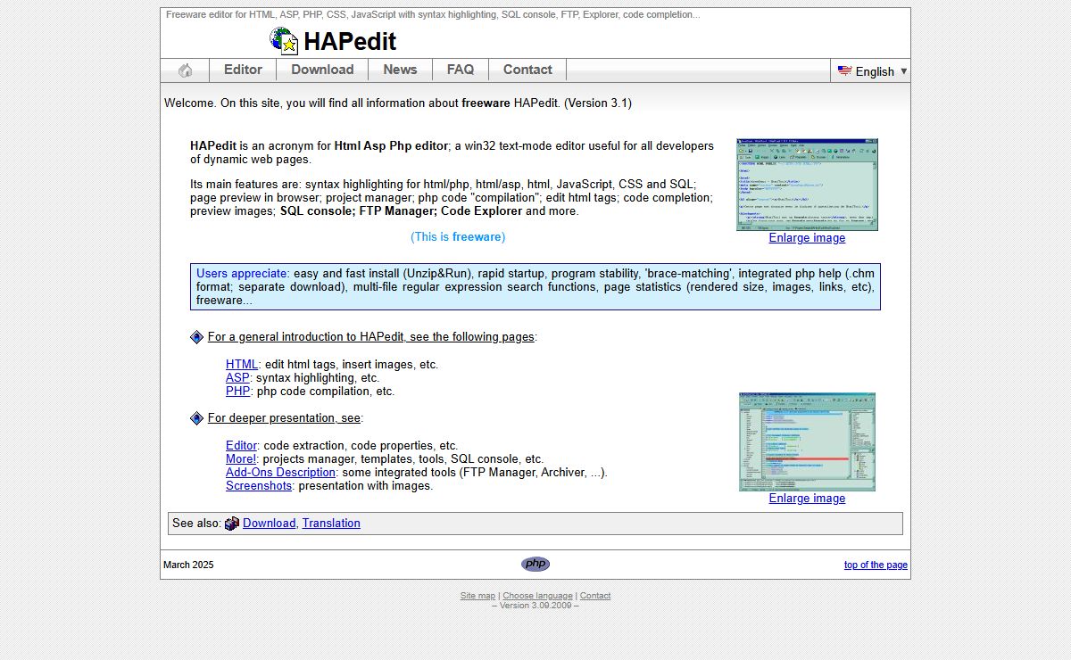 HAPedit 3.1 - HTML ASP PHP Freeware Editor