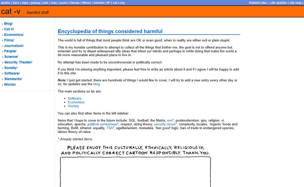 Encyclopedia of things considered harmful