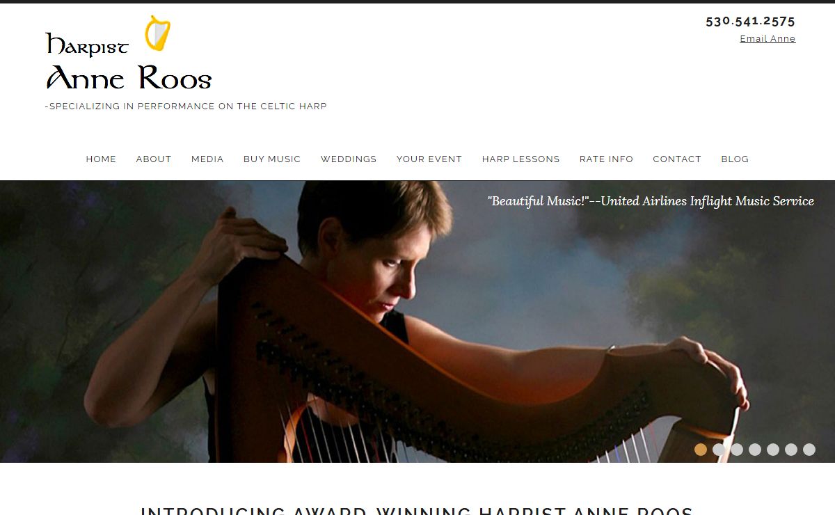 Presenting Harpist Anne Roos Specializing in Celtic Harp Music