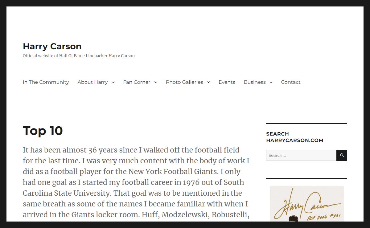 Harry Carson - The Official Website