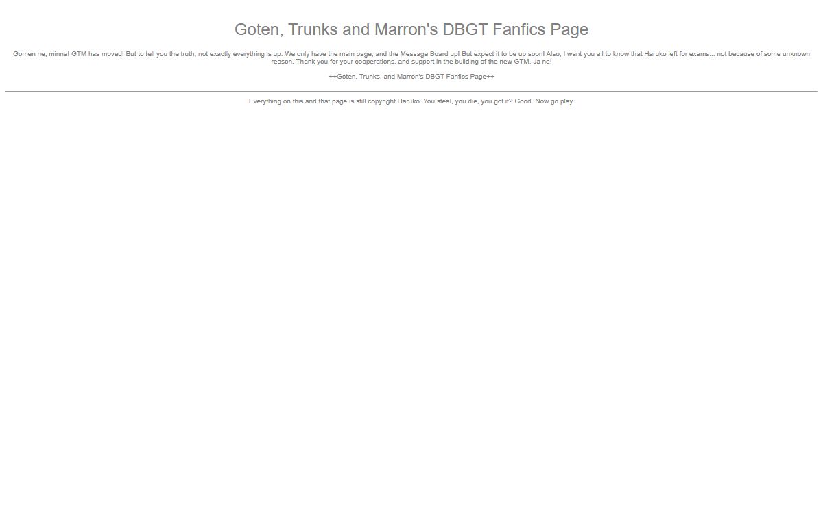Goten, Trunks and Marrons DBGT Fanfics Page
