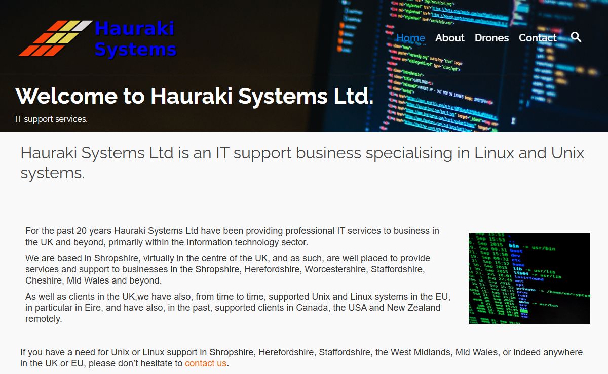 Home - Hauraki Systems Ltd. Unix and Linux support in the UK
